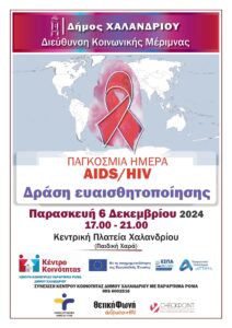 Χαλάνδρι:  Δράση κατά του AIDS/HIV – Δωρεάν ανώνυμα τεστ στις 6/12